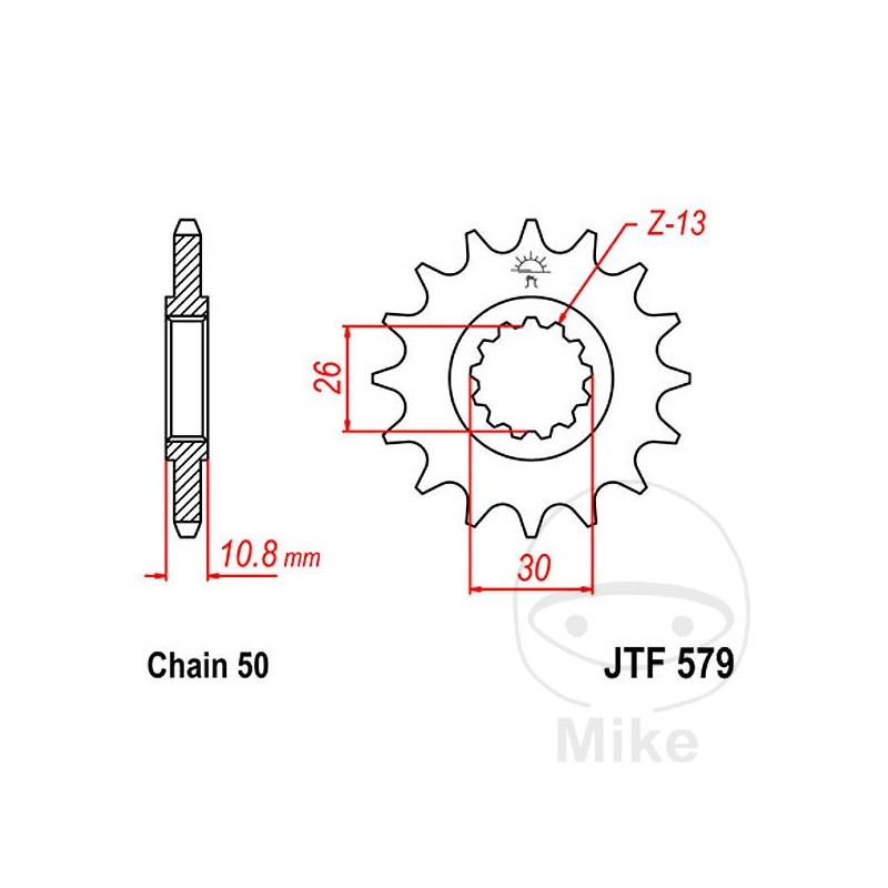 JT SPROCKETS Piñón delantero engranaje fino 14 TEETH 530 Ø26/30 726.40.21