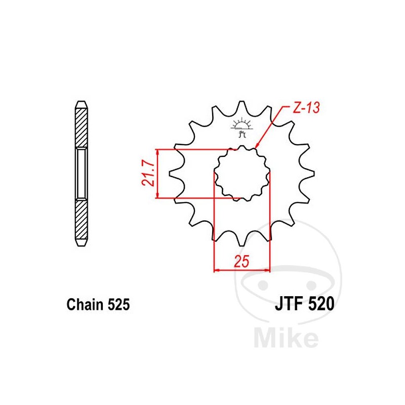 JT SPROCKETS Transmission front sprocket 17 TEETH 525 726.34.11