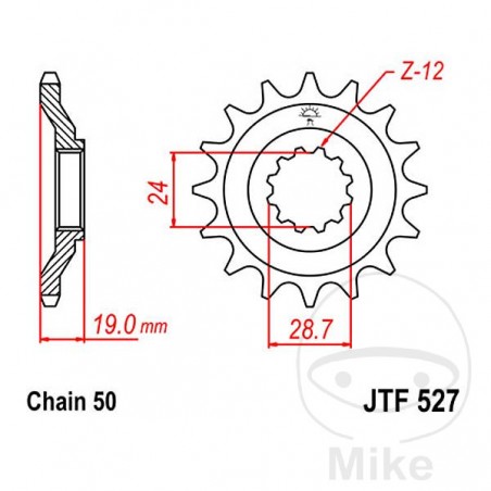 JT SPROCKETS Piñón delantero engranaje fino 17 TEETH 530 Ø24/28.5 726.16.13