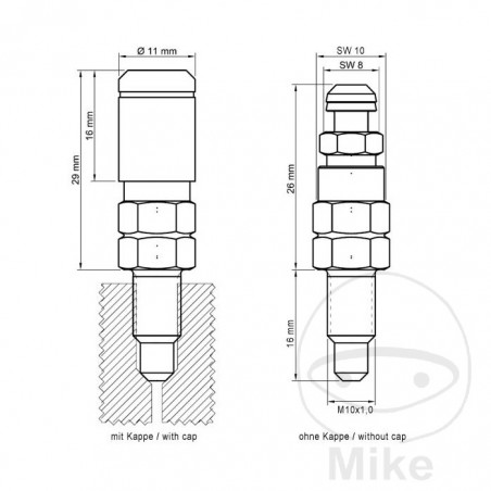 Tornillo sangrador / purgador con válvula M10X1 16 MM 757.00.07