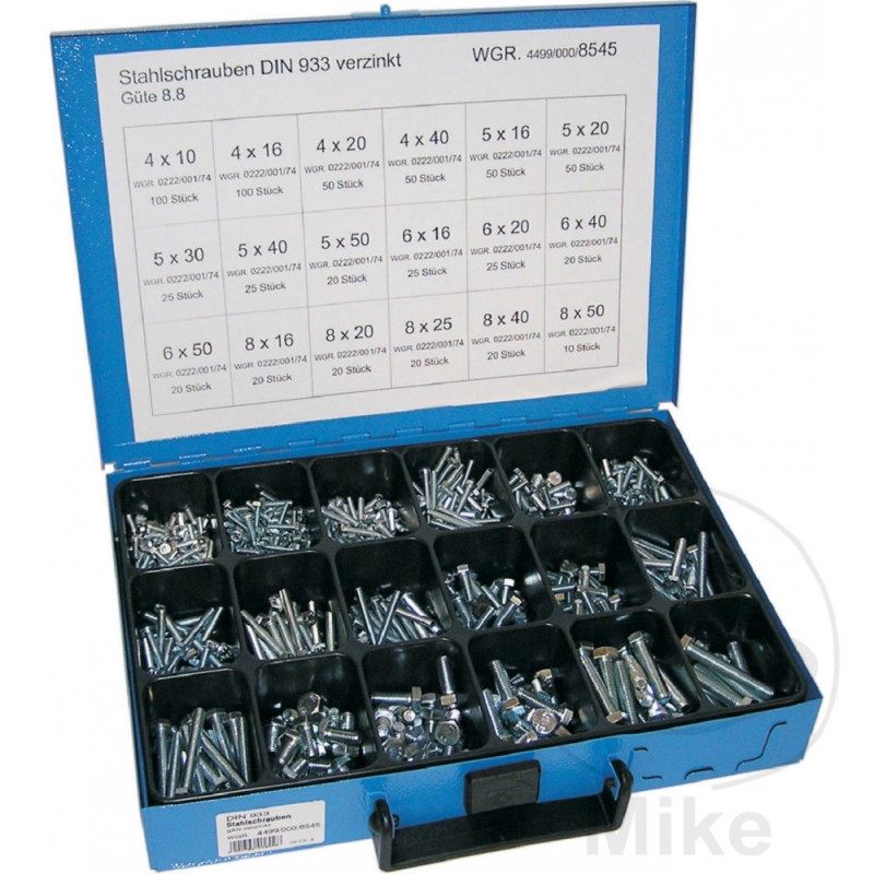 Zinc plated screws assortment box 933 8.8 8545 486.80.06