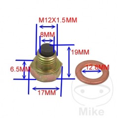 JMP Titanium Magnetic Oil Drain Screw with Gasket M12X1.50 MM 723.93.04