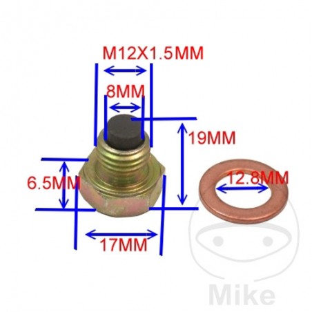 JMP Tornillo magnético de drenaje aceite titanio con junta M12X1.50 MM 723.93.04