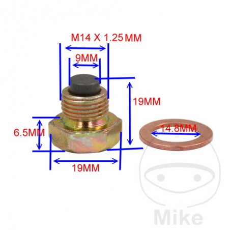 JMP Tornillo magnético de drenaje aceite titanio con junta M14X1.25 MM 723.93.12