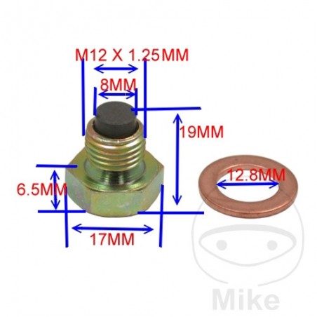 JMP Titanium Magnetic Oil Drain Screw with Gasket M12X1.25 MM 723.93.46