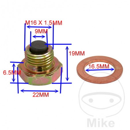JMP Titanium Magnetic Oil Drain Screw with Gasket M16X1.50 MM 723.93.61