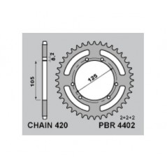 PBR Standard steel rear sprocket 4402 - 420 1108809002