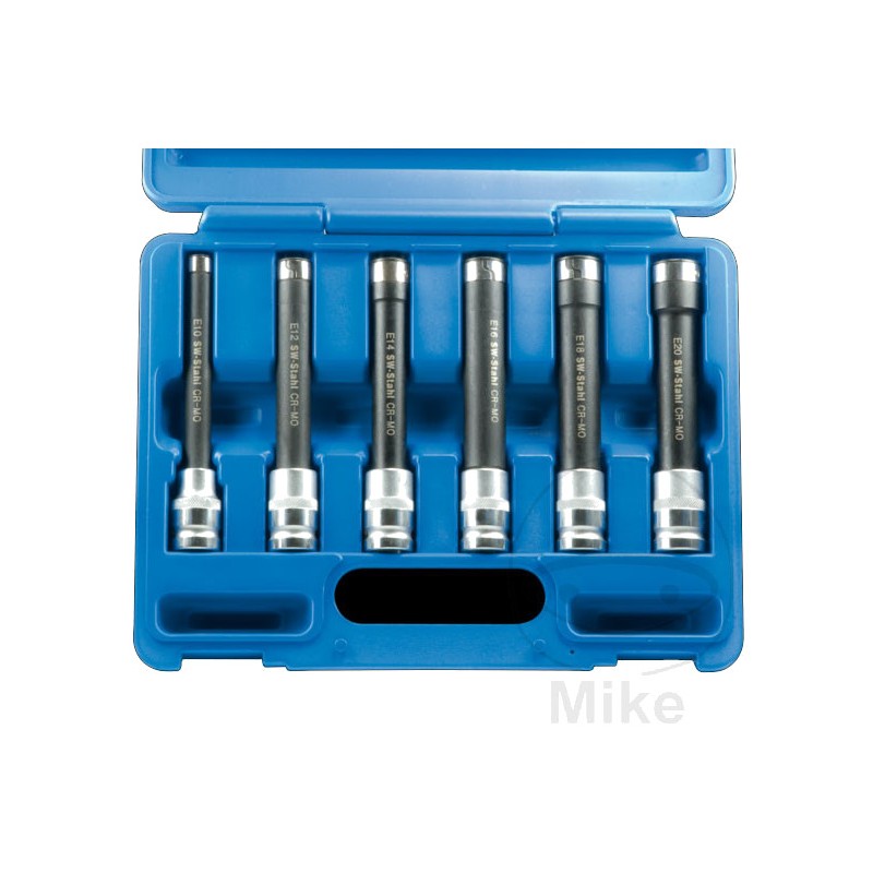 Set of 6 torx socket wrenches 1/2 E10-E20 150 MM 605.69.72