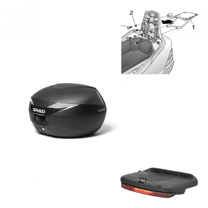 SHAD Baul SH39 carbon + soporte montaje luz de freno KIT-438384