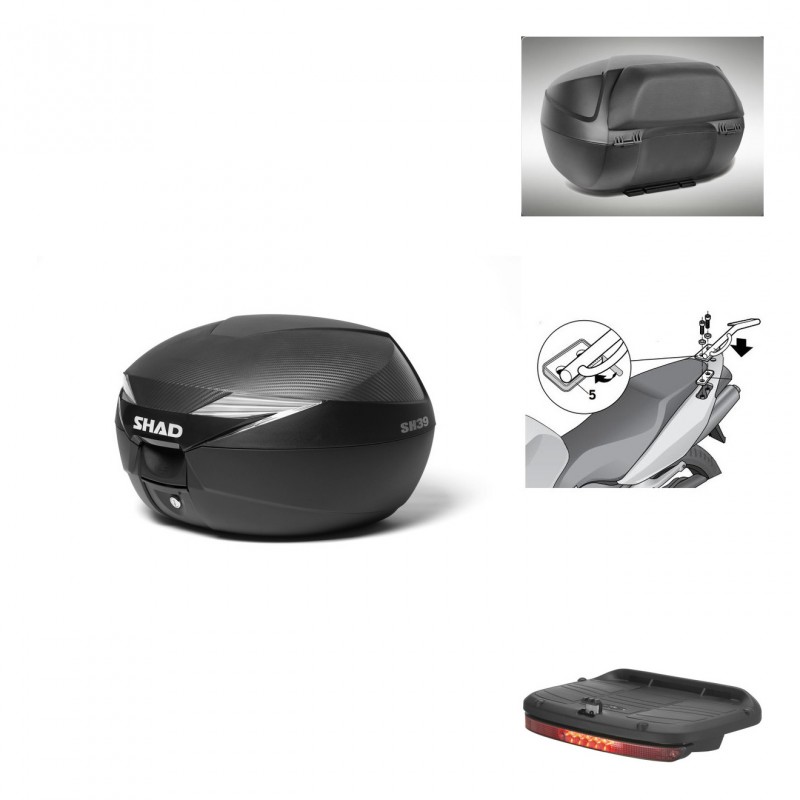 SHAD Baul SH39 carbon + soporte montaje accesorios KIT-438749