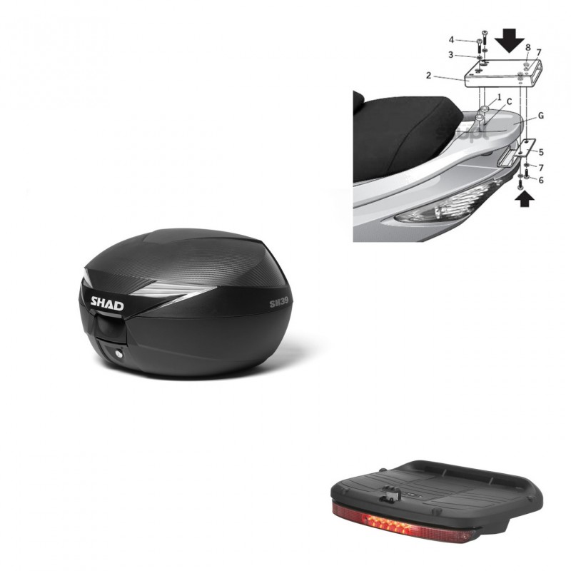 SHAD Baul SH39 carbon + soporte montaje luz de freno KIT-438781
