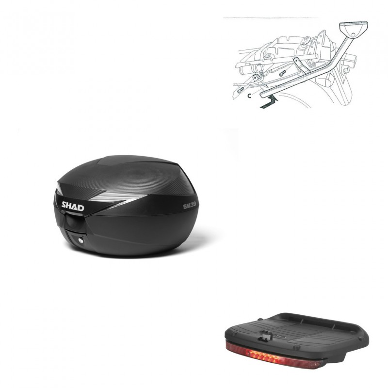 SHAD SH39 carbon trunk + mounting bracket brake light KIT-438817