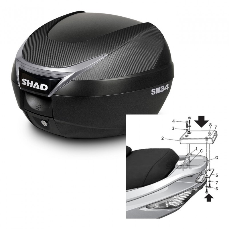SHAD SH34 trunk + mounting bracket KIT-440358