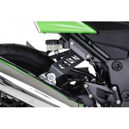 Replacement: exhaust brace with stainless steel passenger footrest