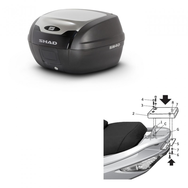 SHAD Baul SH40 ALU + soporte montaje KIT-441279