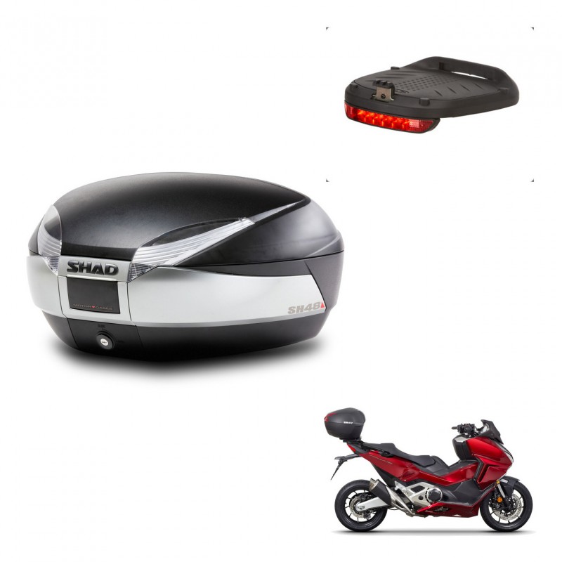 SHAD Trunk SH48 + mounting bracket brake light TITANIUM PREMIUM KIT-445313