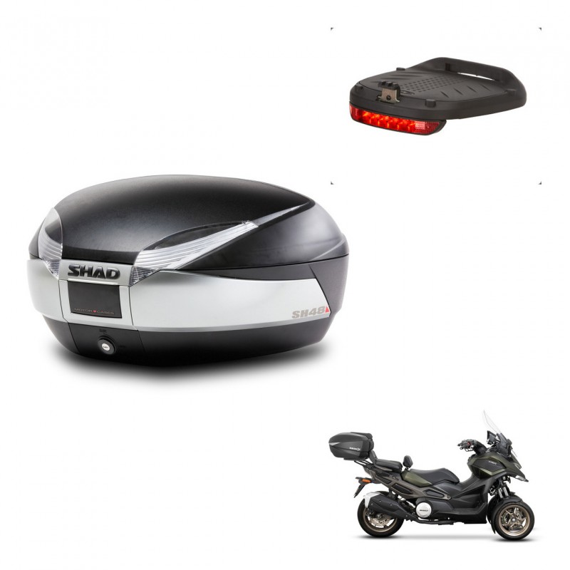 SHAD Trunk SH48 + mounting bracket brake light TITANIUM PREMIUM KIT-445465