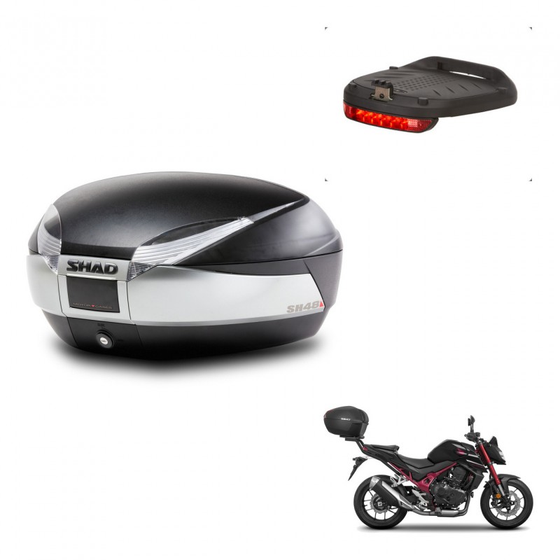 SHAD Trunk SH48 + mounting bracket brake light TITANIUM PREMIUM KIT-445561