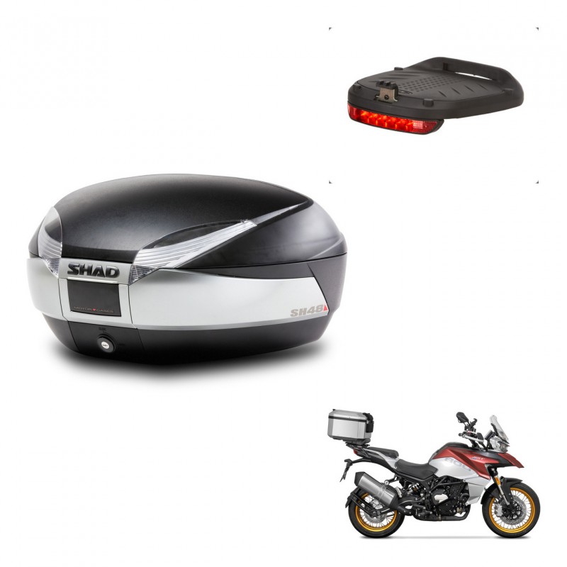 SHAD Trunk SH48 + mounting bracket brake light TITANIUM PREMIUM KIT-445601