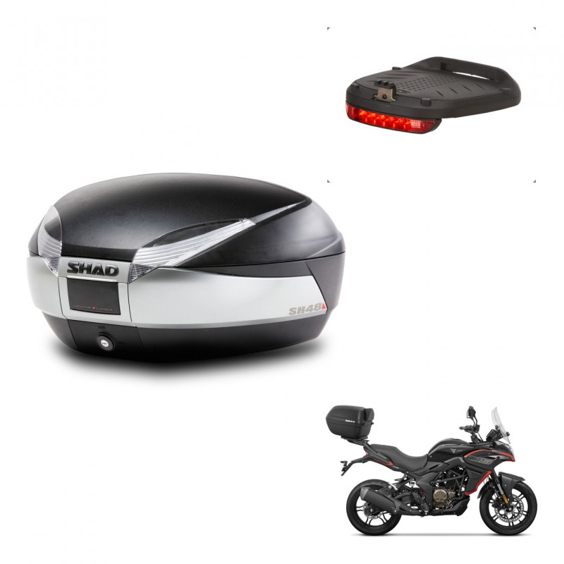 SHAD Trunk SH48 + mounting bracket brake light TITANIUM PREMIUM KIT-445609