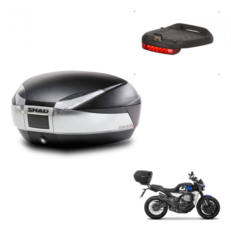 SHAD Trunk SH48 + mounting bracket brake light TITANIUM PREMIUM KIT-445625