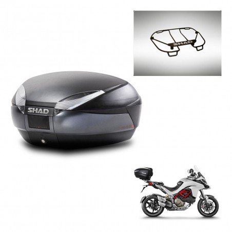 SHAD Baul SH48 + soporte montaje parrilla superior DARK GREY PREMIUM KIT-445732