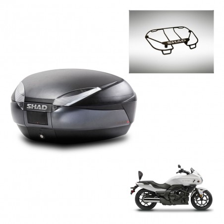 SHAD Baul SH48 + soporte montaje parrilla superior DARK GREY PREMIUM KIT-445740