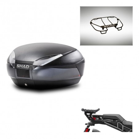SHAD Baul SH48 + soporte montaje parrilla superior DARK GREY PREMIUM KIT-445756