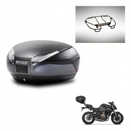 SHAD Baul SH48 + soporte montaje parrilla superior DARK GREY PREMIUM KIT-445908