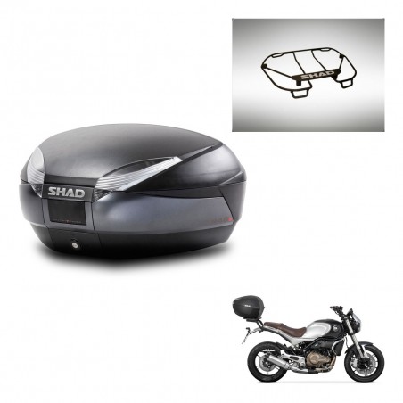 SHAD Baul SH48 + soporte montaje parrilla superior DARK GREY PREMIUM KIT-445916