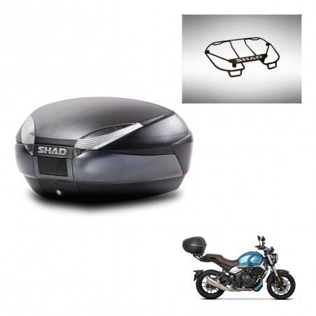SHAD Baul SH48 + soporte montaje parrilla superior DARK GREY PREMIUM KIT-445932
