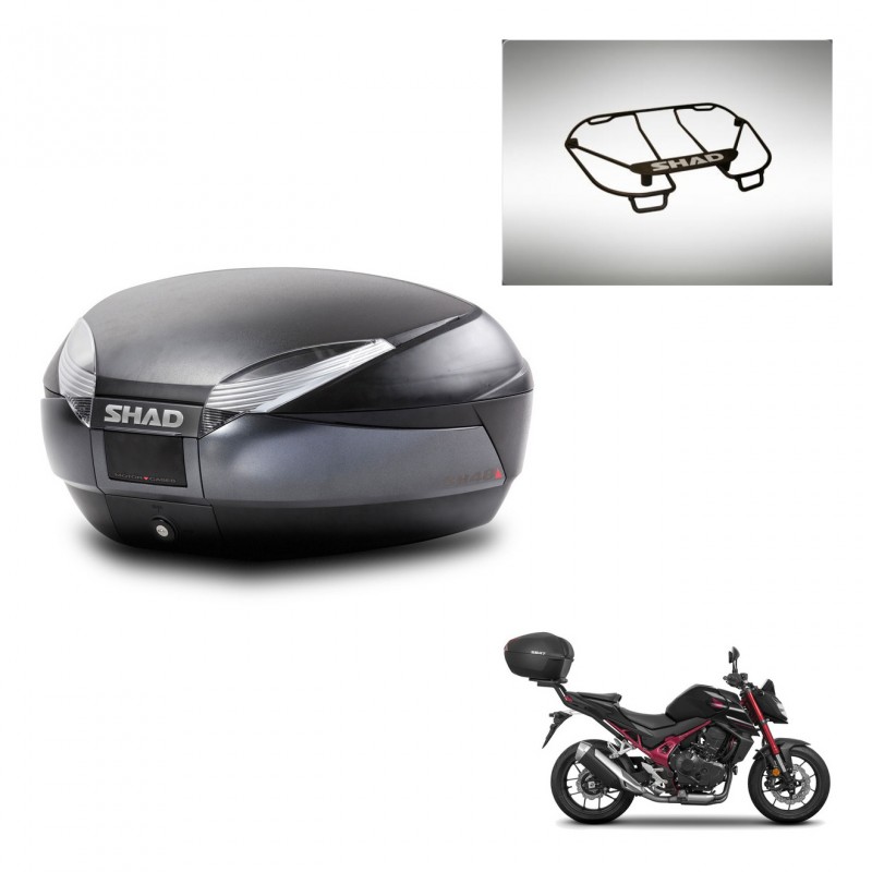 SHAD Baul SH48 + soporte montaje parrilla superior DARK GREY PREMIUM KIT-445996