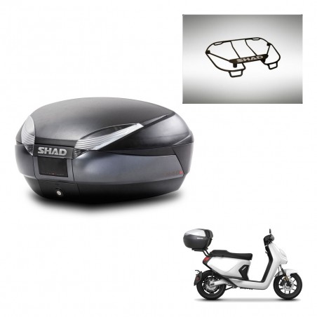 SHAD Baul SH48 + soporte montaje parrilla superior DARK GREY PREMIUM KIT-446028