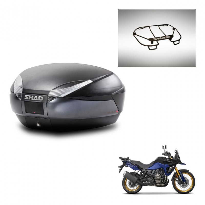 SHAD Baul SH48 + soporte montaje parrilla superior DARK GREY PREMIUM KIT-446068