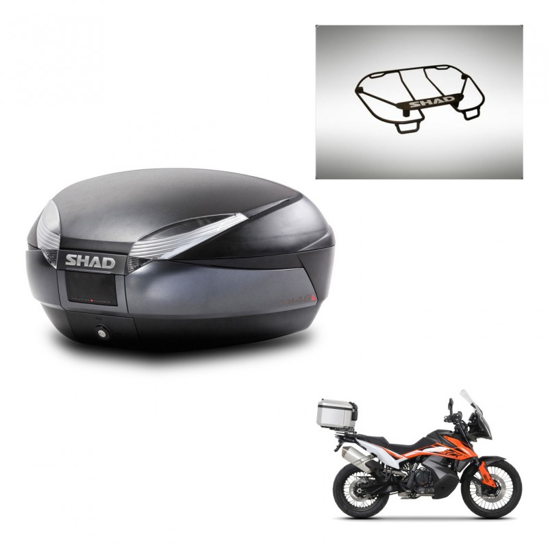 SHAD Baul SH48 + soporte montaje parrilla superior DARK GREY PREMIUM KIT-446076