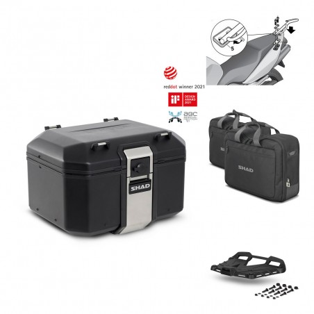 SHAD Baul trasero + parrilla soporte montaje accesorios TR48 TERRA BLACK EDITION KIT-449775
