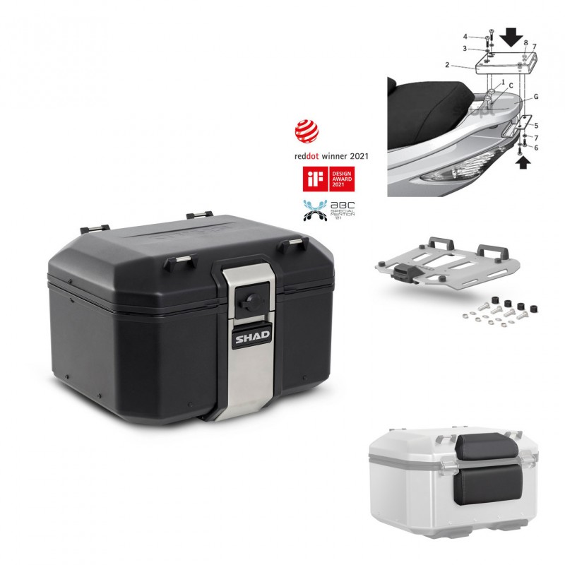 SHAD Baul trasero + parrilla soporte montaje accesorios TR48 TERRA BLACK EDITION KIT-450017