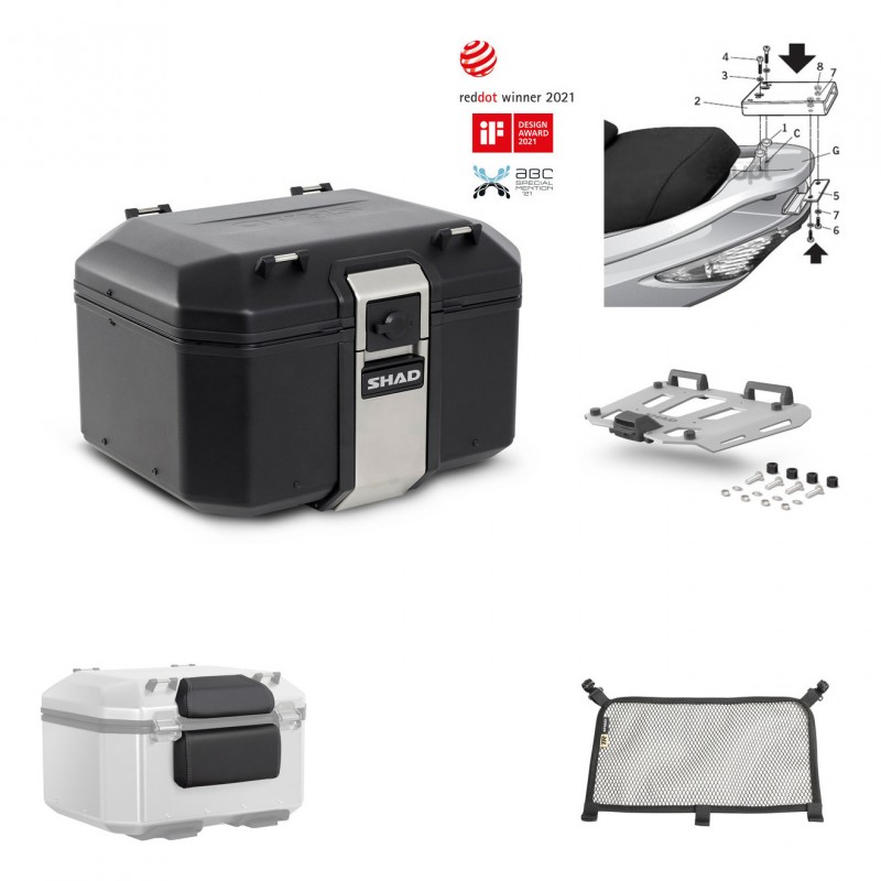 SHAD Baul trasero + parrilla soporte montaje accesorios TR48 TERRA BLACK EDITION KIT-450019