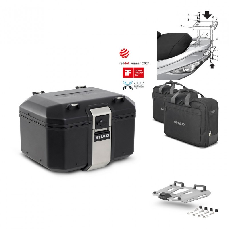 SHAD Rear trunk + grill mounting bracket accessories TR48 TERRA BLACK EDITION KIT-450020