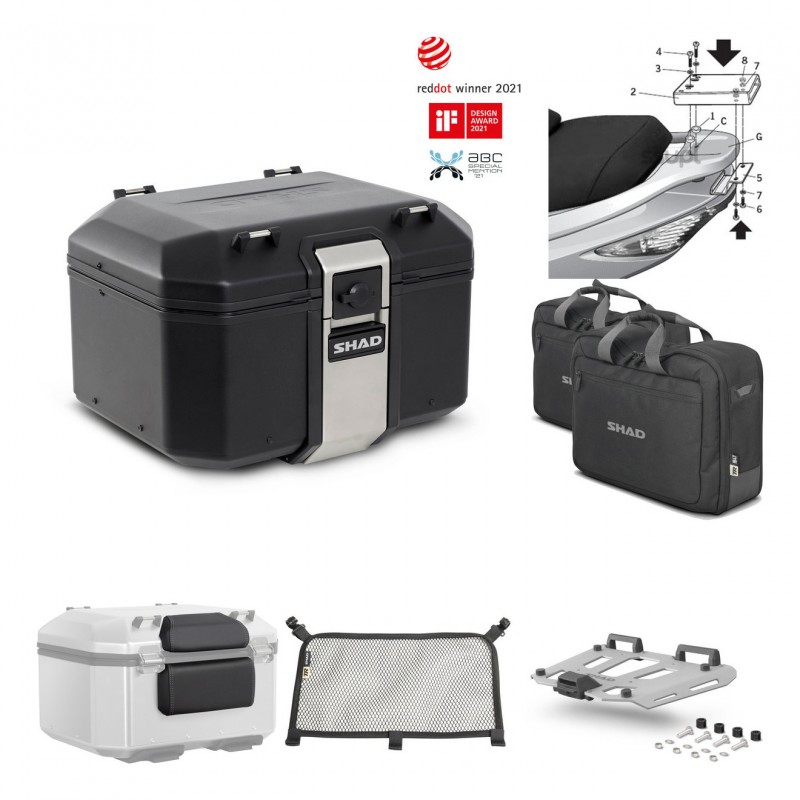 SHAD Baul trasero + parrilla soporte montaje accesorios TR48 TERRA BLACK EDITION KIT-450023