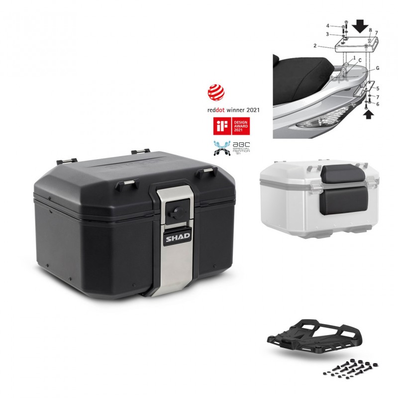 SHAD Rear trunk + grill mounting bracket accessories TR48 TERRA BLACK EDITION KIT-450025