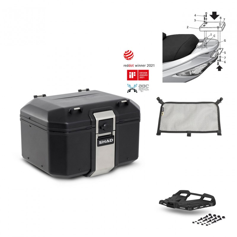 SHAD Baul trasero + parrilla soporte montaje accesorios TR48 TERRA BLACK EDITION KIT-450026