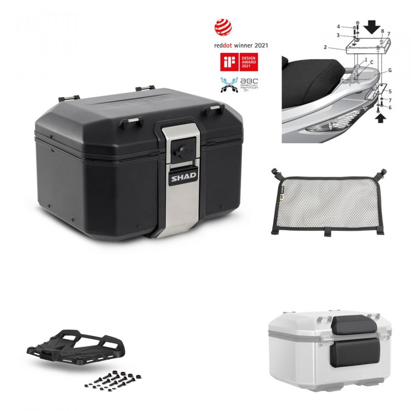 SHAD Baul trasero + parrilla soporte montaje accesorios TR48 TERRA BLACK EDITION KIT-450027
