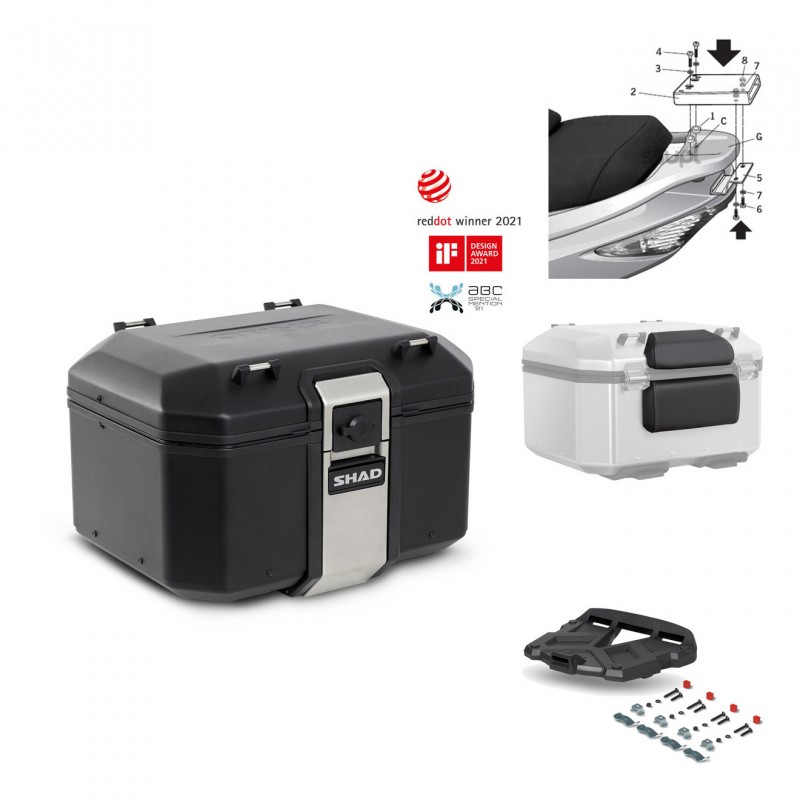 SHAD Baul trasero + parrilla soporte montaje accesorios TR48 TERRA BLACK EDITION KIT-450032