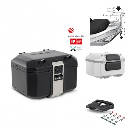 SHAD Baul trasero + parrilla soporte montaje accesorios TR48 TERRA BLACK EDITION KIT-450032