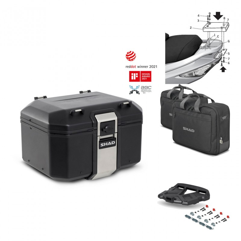 SHAD Rear trunk + grill mounting bracket accessories TR48 TERRA BLACK EDITION KIT-450035
