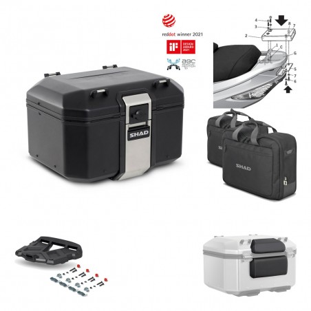 SHAD Baul trasero + parrilla soporte montaje accesorios TR48 TERRA BLACK EDITION KIT-450036