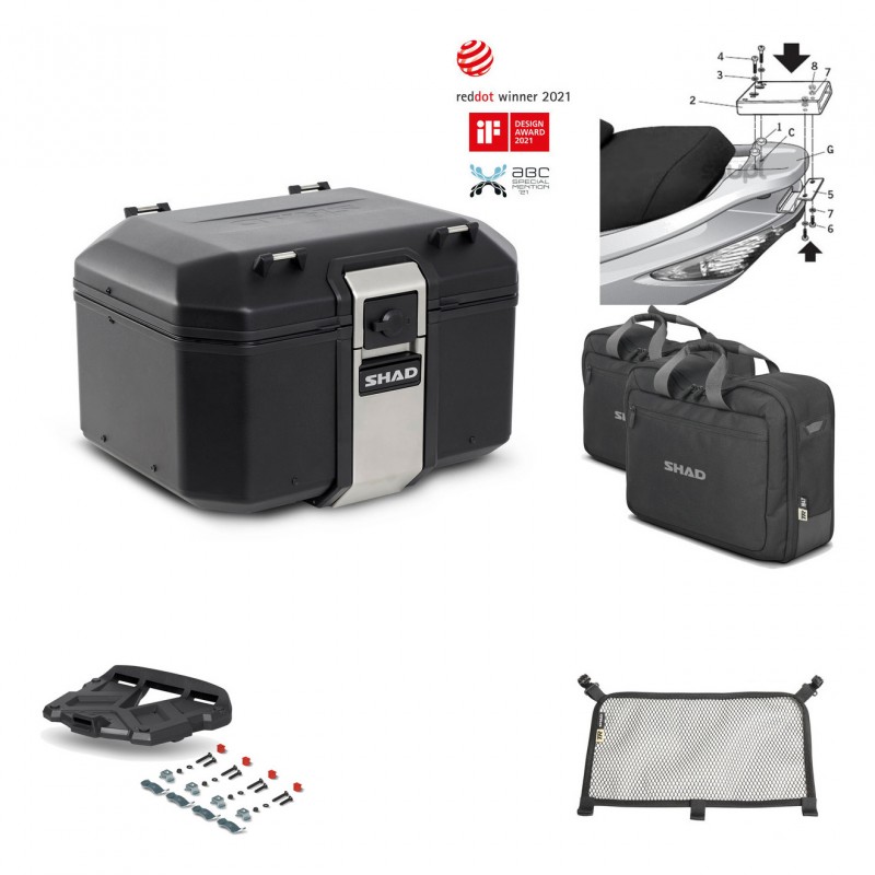 SHAD Rear trunk + grill mounting bracket accessories TR48 TERRA BLACK EDITION KIT-450037