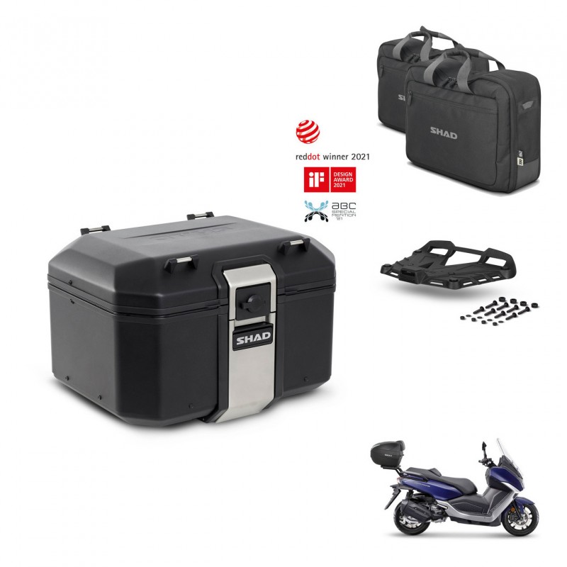 SHAD Baul trasero + soporte montaje parrilla accesorios TR48 TERRA BLACK EDITION KIT-452926