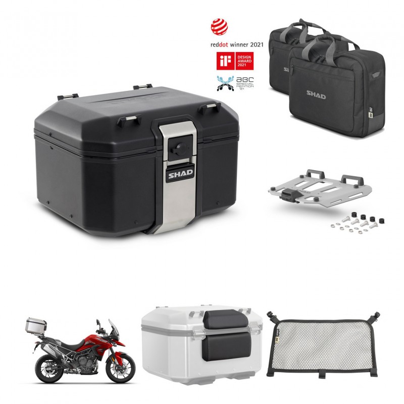 SHAD Baul trasero + soporte montaje parrilla accesorios TR48 TERRA BLACK EDITION KIT-452967